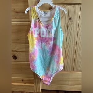 NWOT Polo Ralph Lauren 1 Piece Swim Suit Tye Dye Girls XL 16 (has Hygiene Liner)